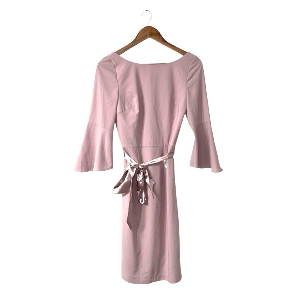 NEW Chi Chi London Dress Pink Long Sleeve Open Back Midi Chiffon Size UK 10